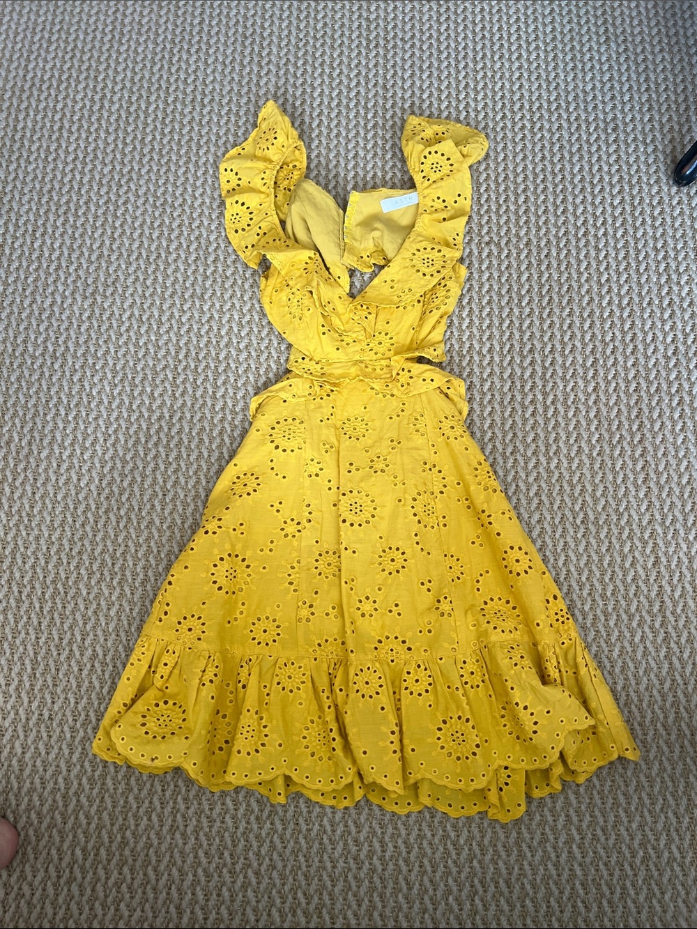 ASTR Elora Yellow Eyelet Ruffle Sundress